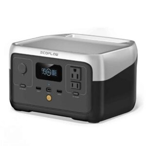 Estación de Energía Portátil EcoFlow – Generador Solar Silencioso con Salidas AC, Puertos USB-C/A y Pantalla Digital Inteligente