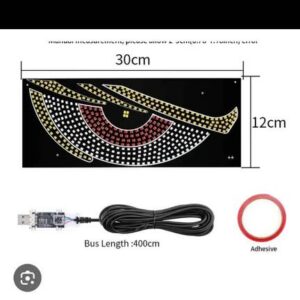Tira de Luz LED Flexible para Capó de Coche - Diseño de Ojo/Cejas Personalizable con App y Control Remoto (30cm x 12cm)