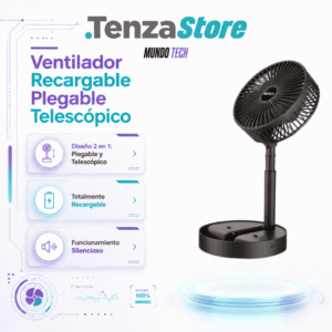 Ventilador Recargable Plegable Telescópico – Portátil, Silencioso y de Alta Potencia
