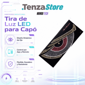 Tira de Luz LED Flexible para Capó de Coche - Diseño de Ojo/Cejas Personalizable con App y Control Remoto (30cm x 12cm)