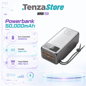 Powerbank / Cargador Portátil de 50,000mAh con Pantalla Digital LED y Puertos USB y Tipo-C