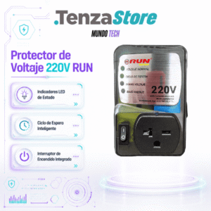 Protector de Voltaje 220V RUN para Aires Acondicionados, Refrigeradores y Cocinas Eléctricas con Indicadores LED y Interruptor