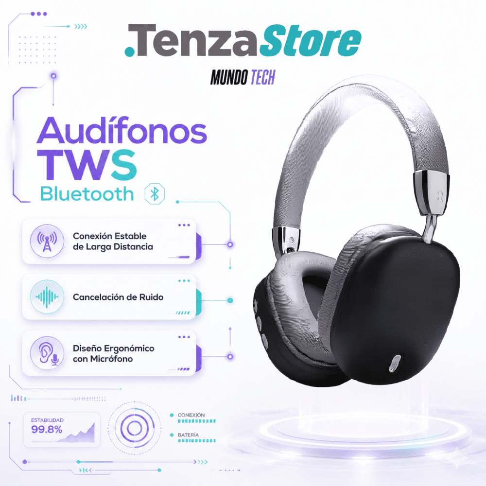 Audífonos Inalámbricos Bluetooth TWS de Larga Distancia y Cancelación de Ruido