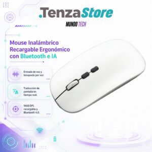 Mouse Inalámbrico Recargable Ergonómico con Bluetooth e Inteligencia Artificial (IA)