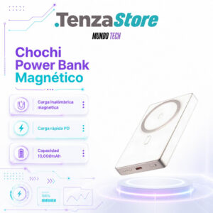 Chochi Power Bank Magnético 10000mAh - Carga Inalámbrica y Rápida PD