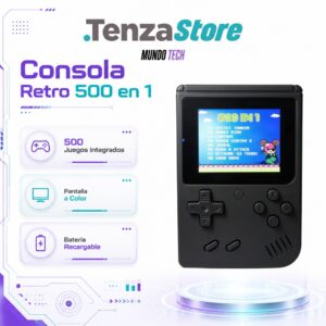 Consola de Videojuegos Portátil Retro 500 en 1 – Pantalla a Color y Batería Recargable